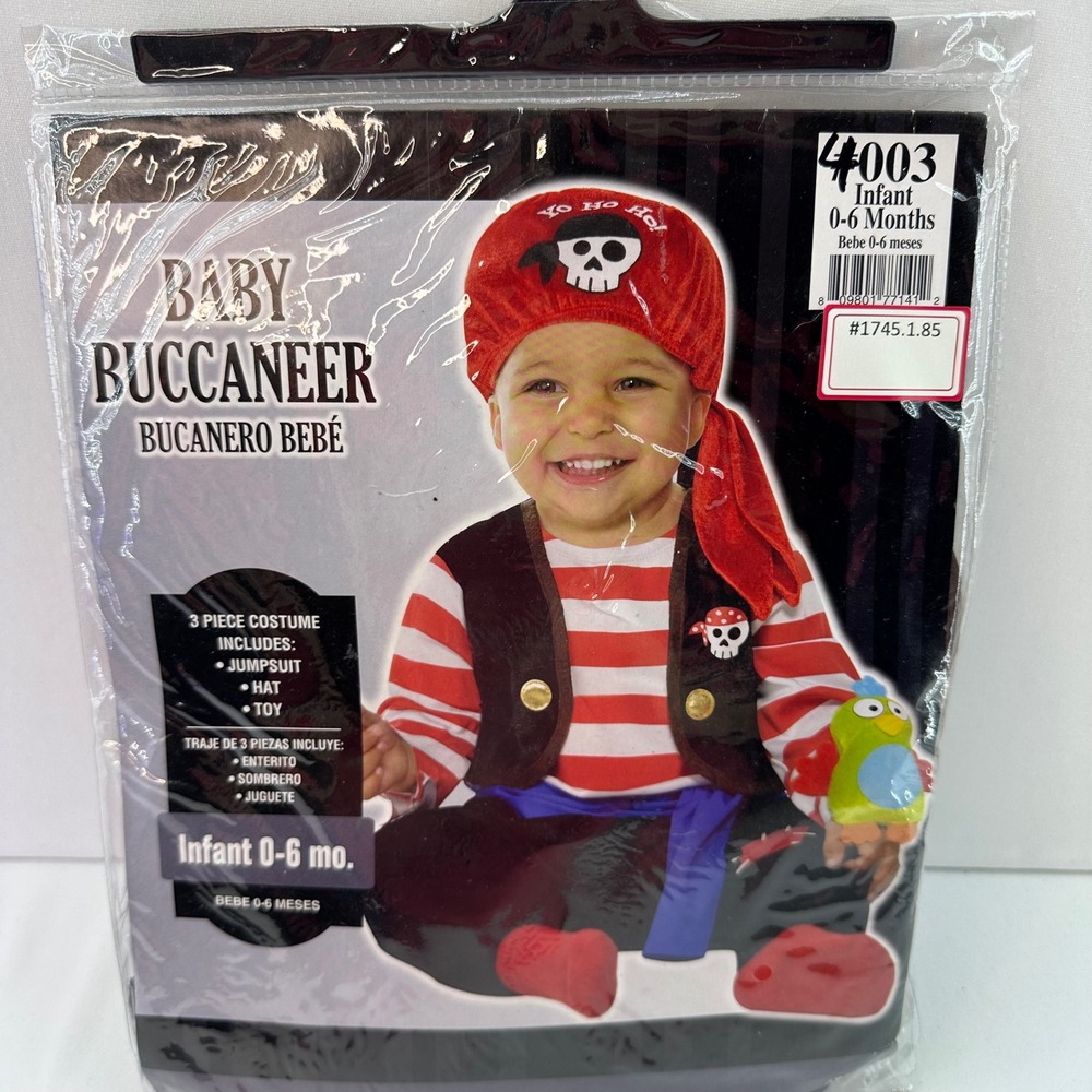 Baby Buccaneer Pirate Costume Infant 0-6 Months 3-Piece Halloween Dress Up‎